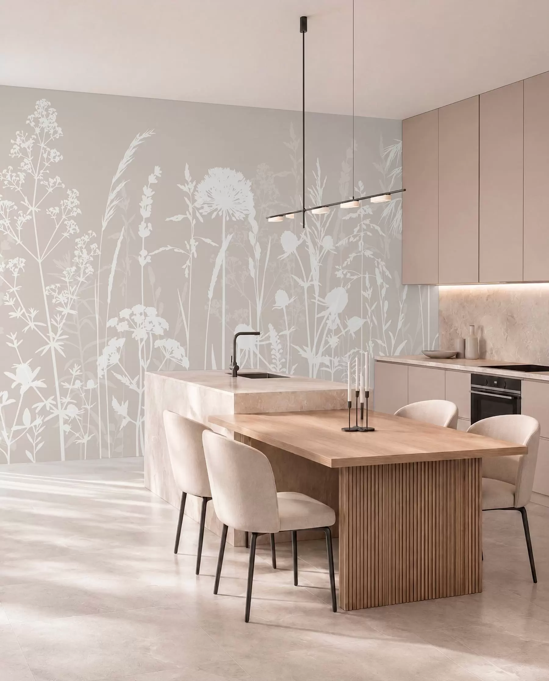 Fototapet Mild fältväxter och blommor minimalism w01270