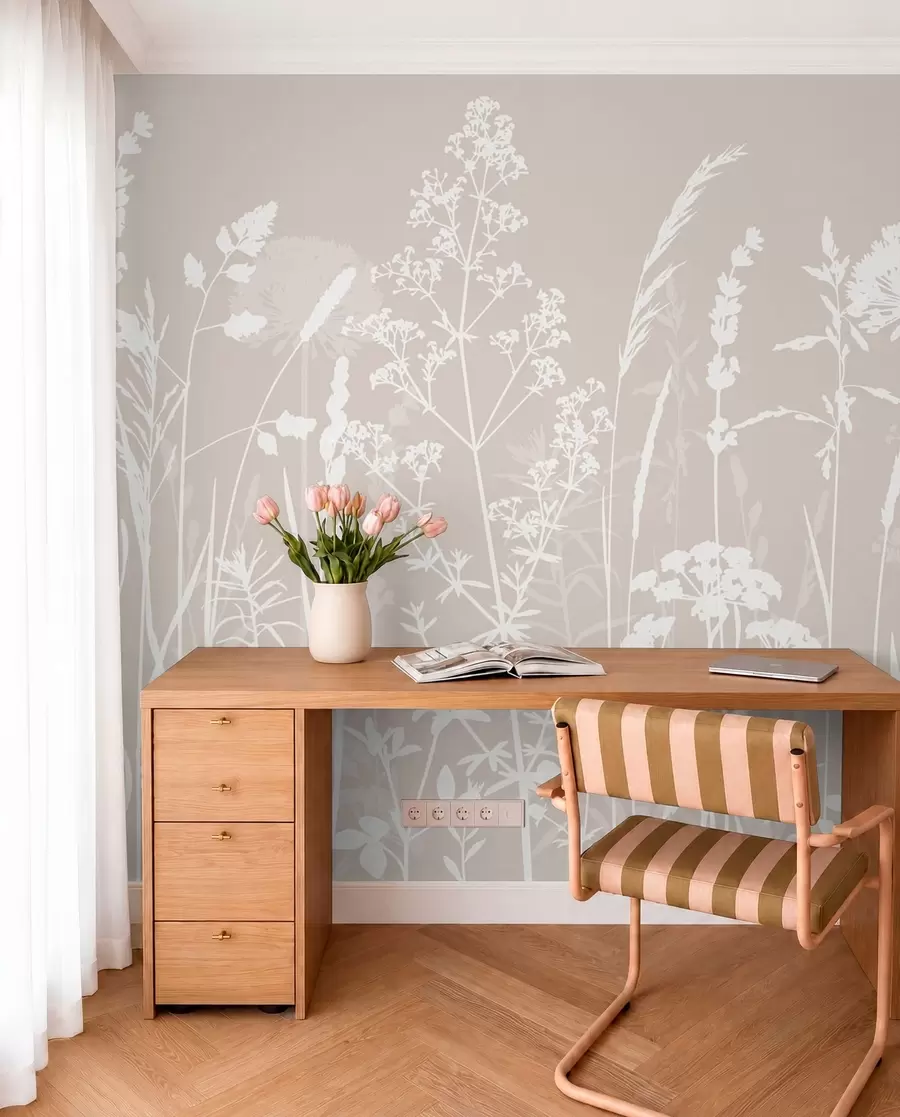 Fototapet Mild fältväxter och blommor minimalism w01270