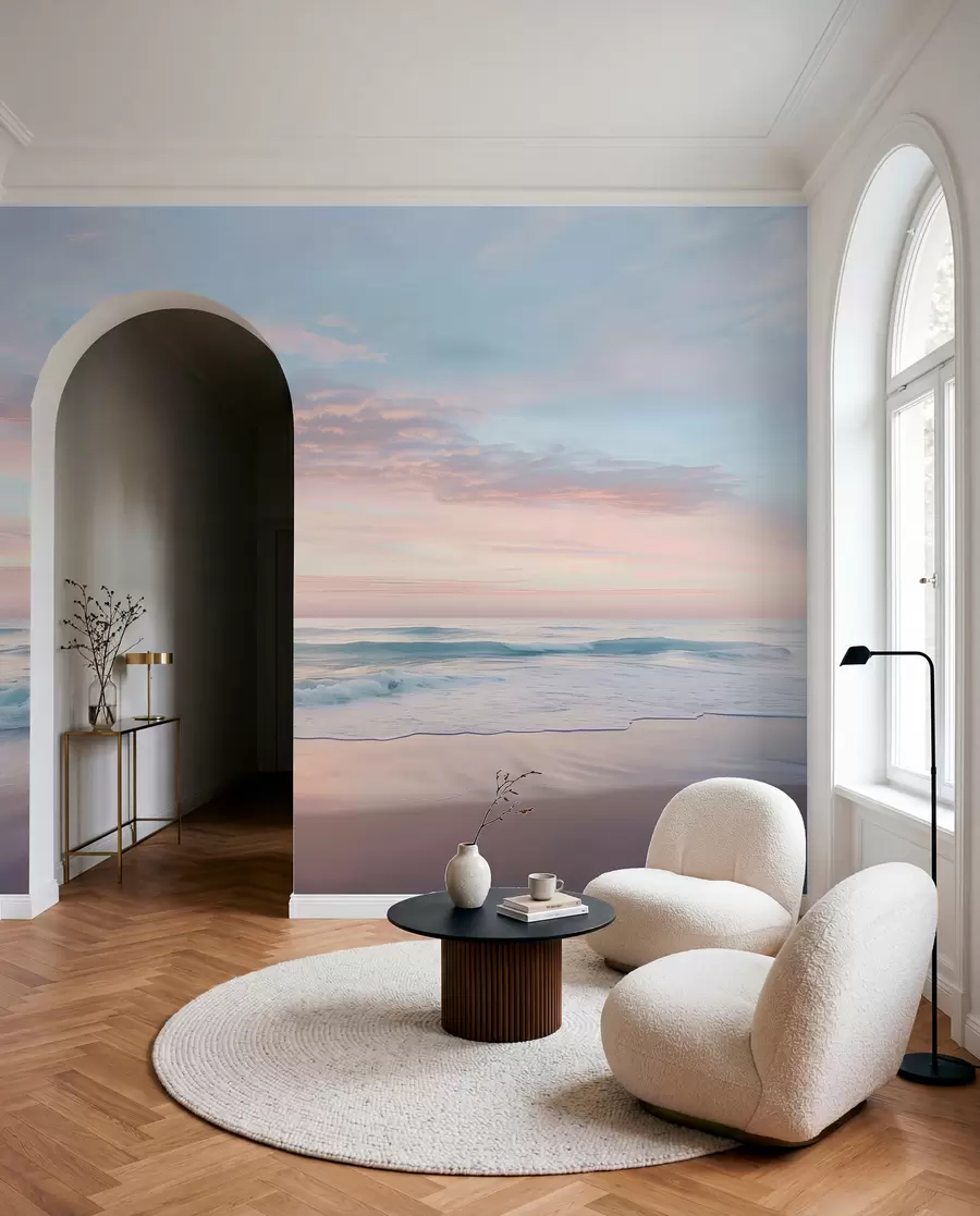 Fototapet Rosa moln över stranden w07935