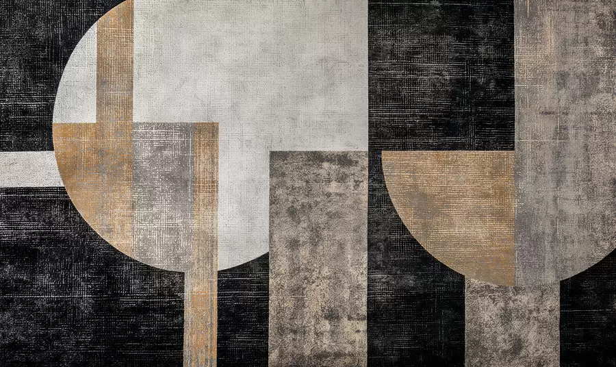 Fototapet Modern texturerad abstraktion i svarta och orange färger w07878