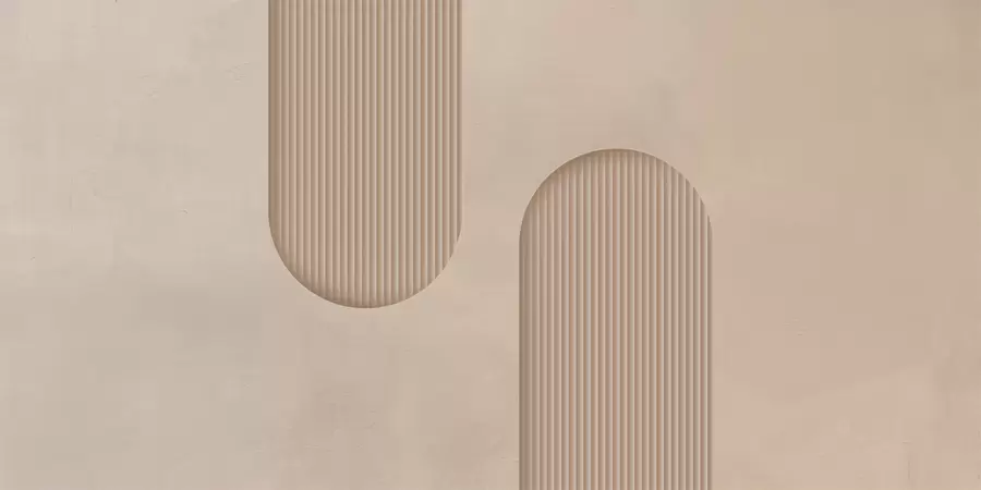 Fototapet Art Deco strukturtapet i varma beige toner. Imitation av volymetriska bågar    w08048