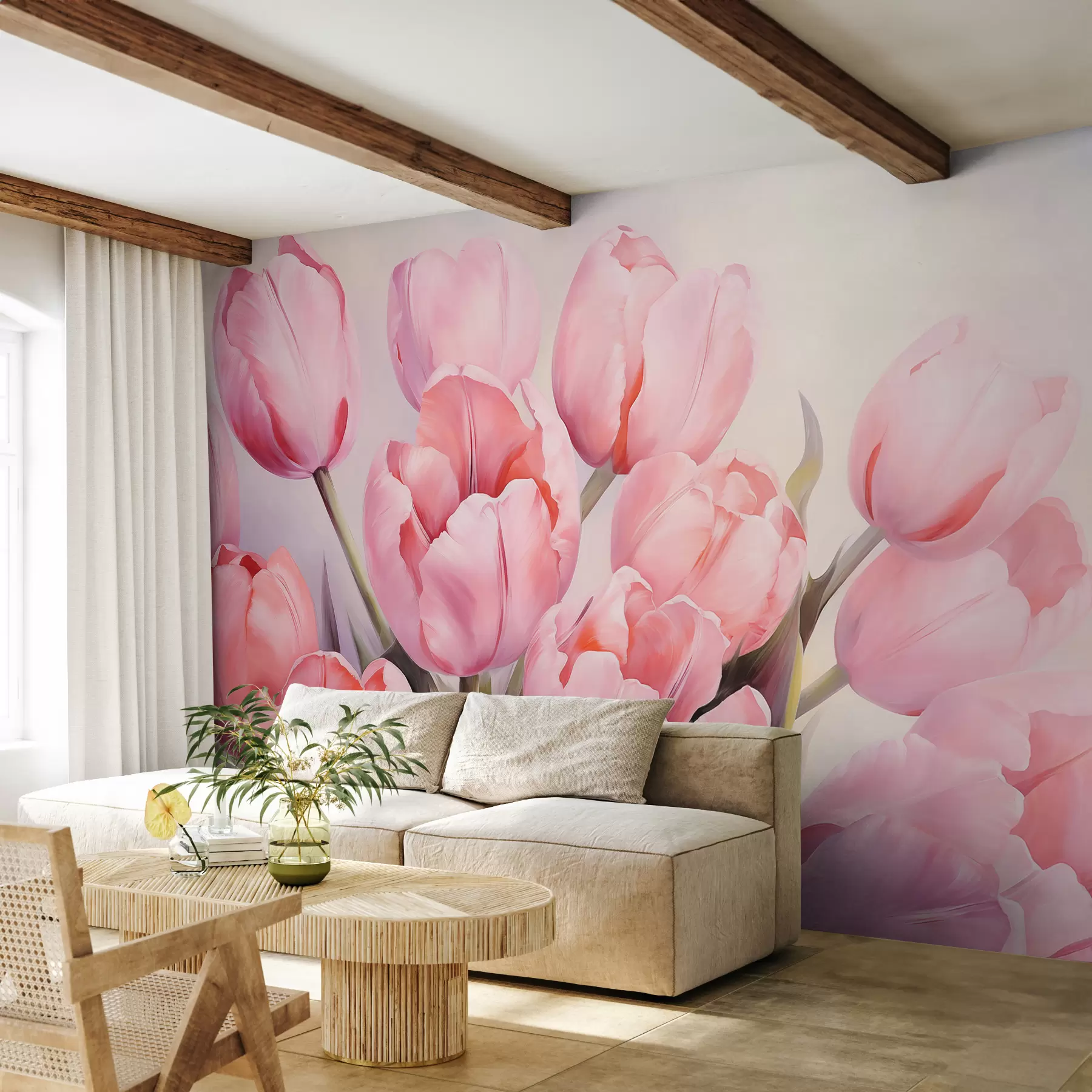 Fototapet Rosa fina tulpaner w08100