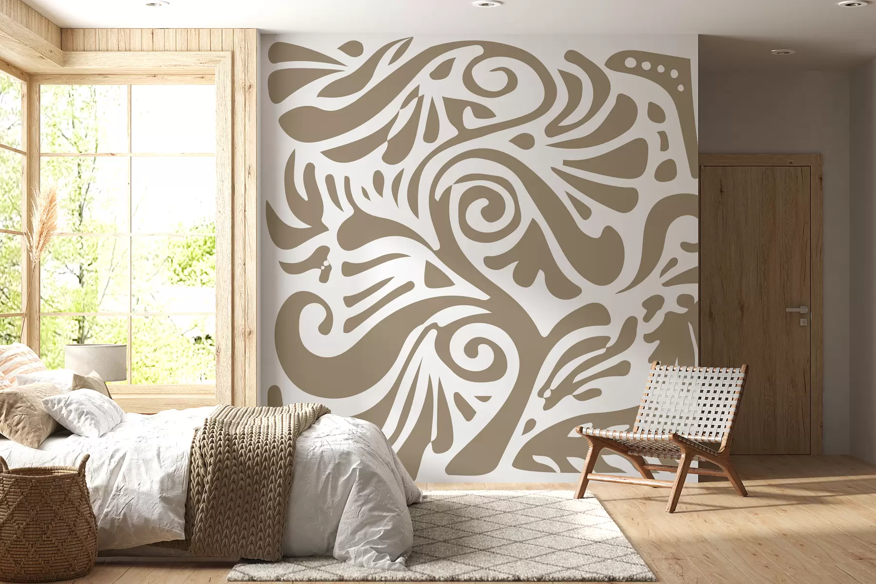 Fototapet sand abstrakt konst tapeter stora blommönster i boho stil w08139