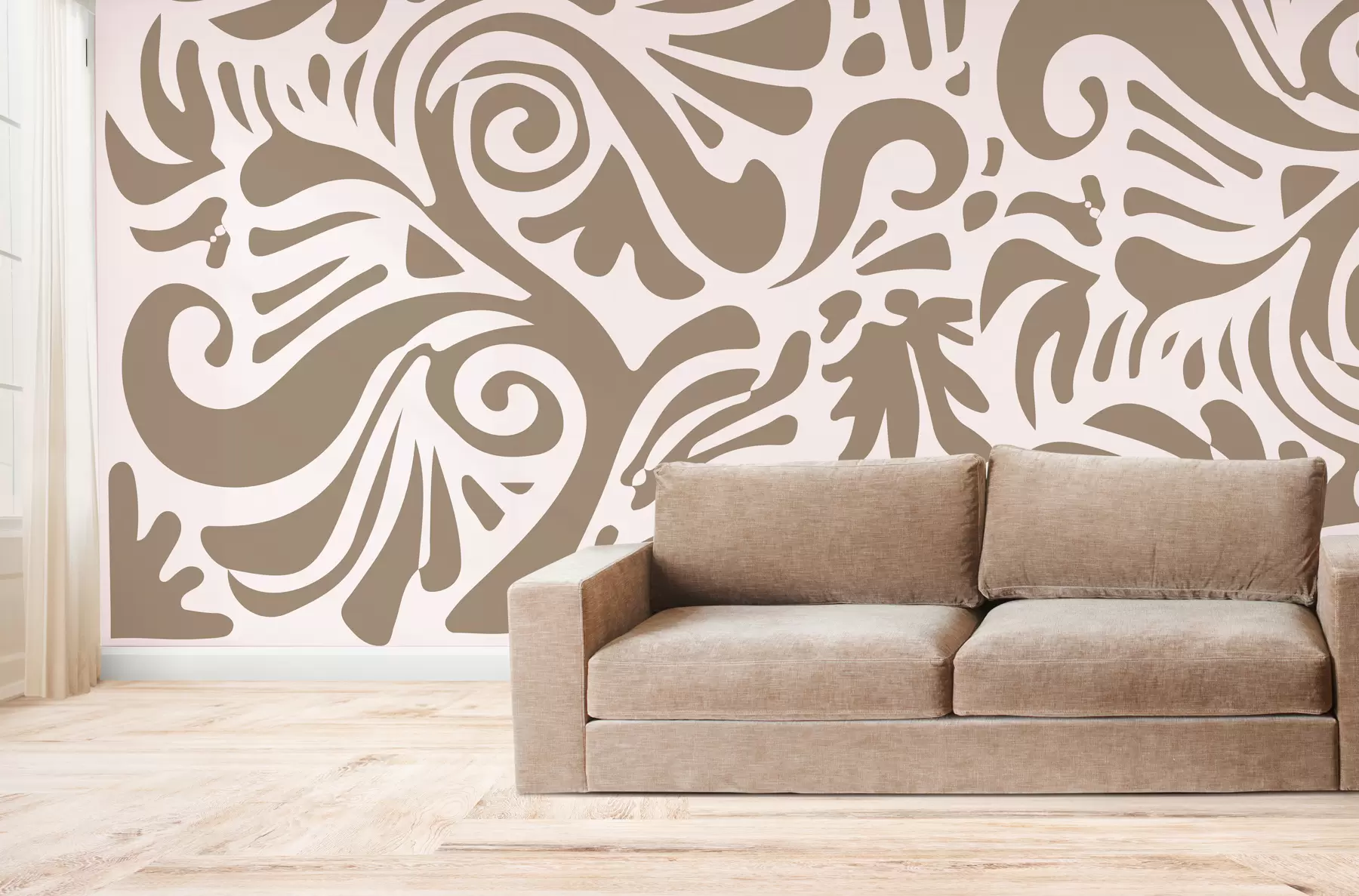 Fototapet sand abstrakt konst tapeter stora blommönster i boho stil w08139