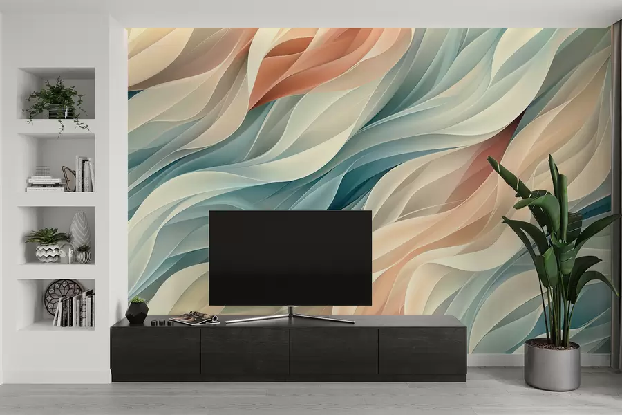 Fototapet Hypnotiserande abstrakt design med mjuka pastellvågor w01335