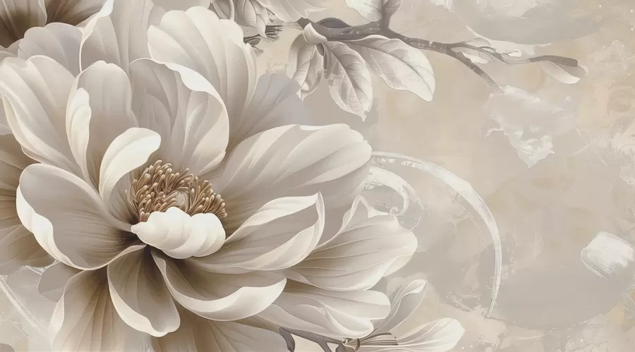 Fototapet Stor björnbärsblomma på grungeväggen w08181v2