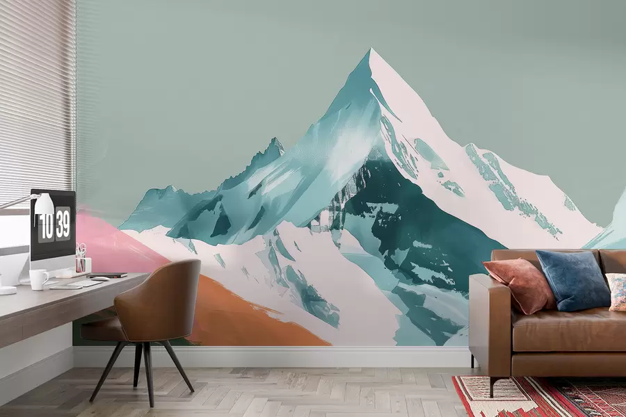 Fototapet Bergslandskap med rosa accent w01394v1