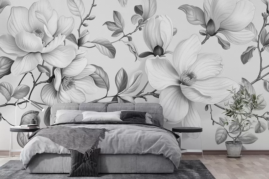 Fototapet Monokrom magnolia elegans w01429