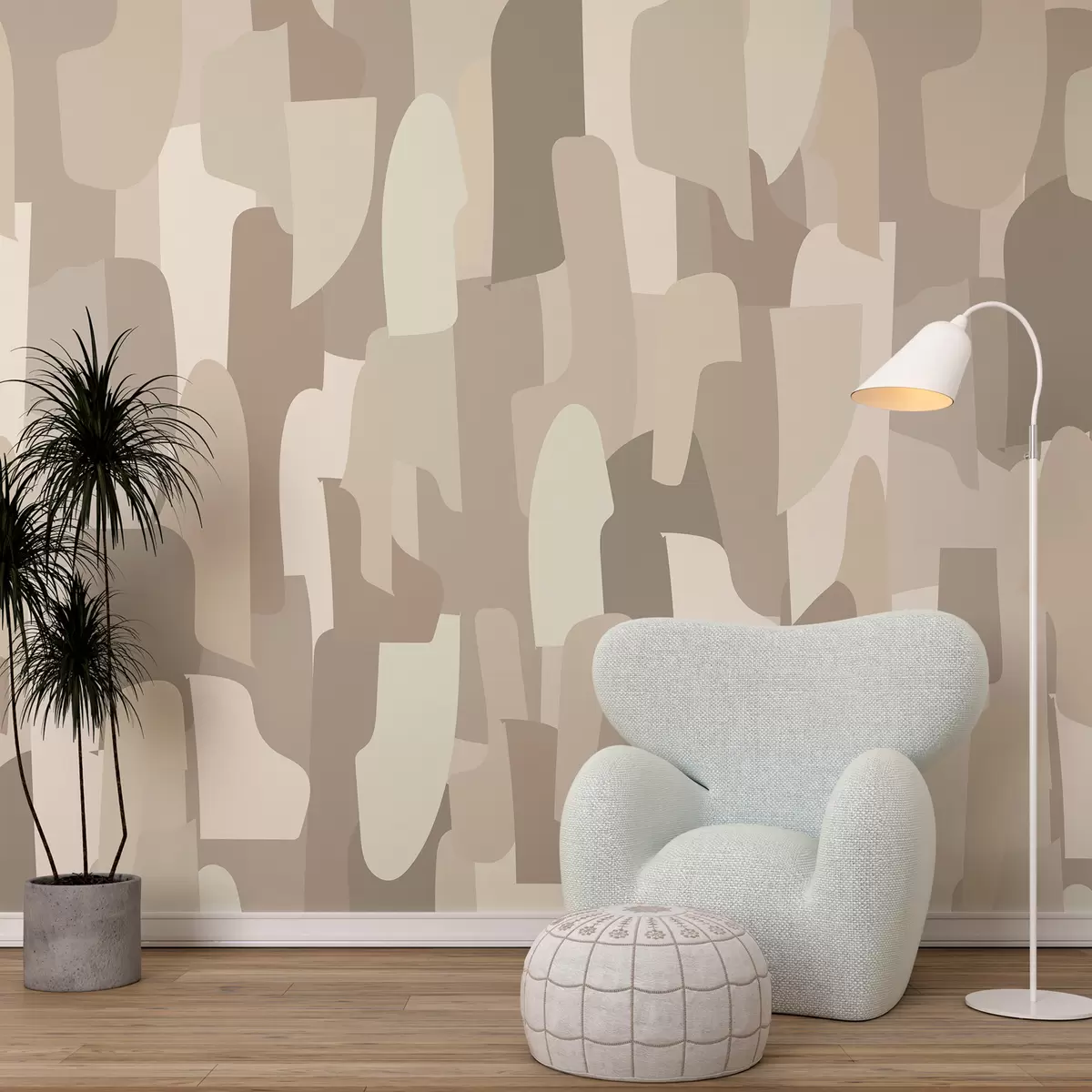 Fototapet abstrakt modern konst tapeter i beige nyanser imitation av färgade bitar, för snygg inredning w00987