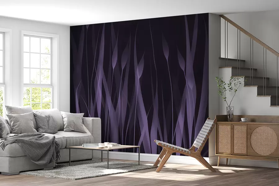 Fototapet Milda lila blad på en mörk bakgrund w01019v1