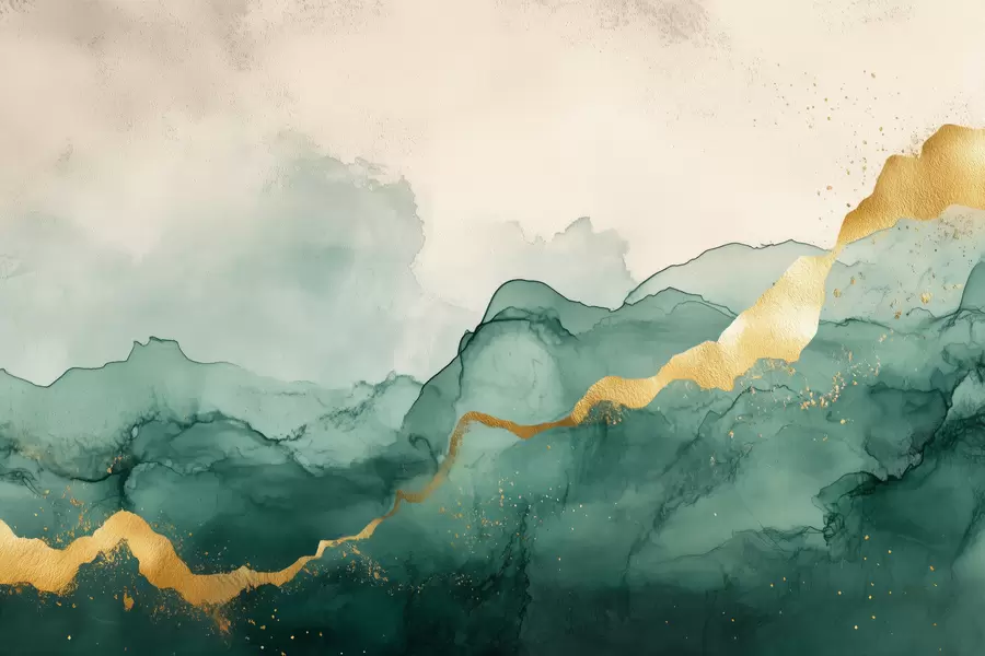 Fototapet Vintage smaragd akvarellkomposition w01362v1