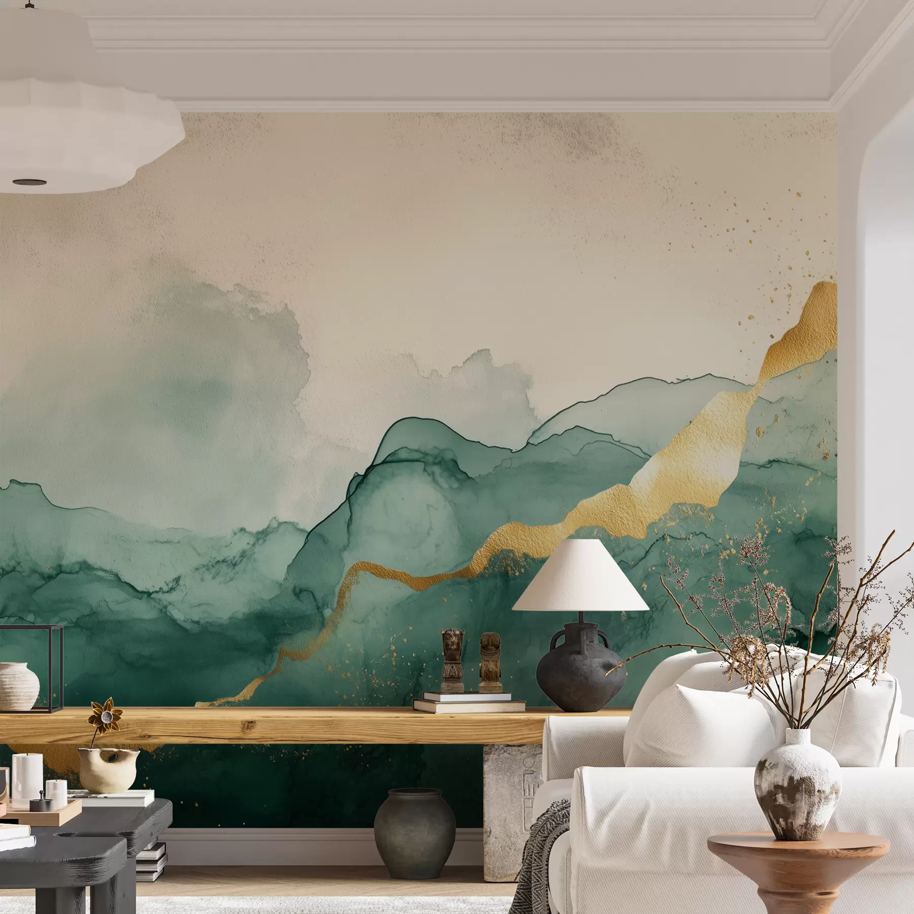 Fototapet Vintage smaragd akvarellkomposition w01362v1