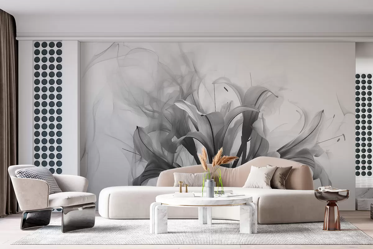 Fototapet Svarta och vita blommor w01072