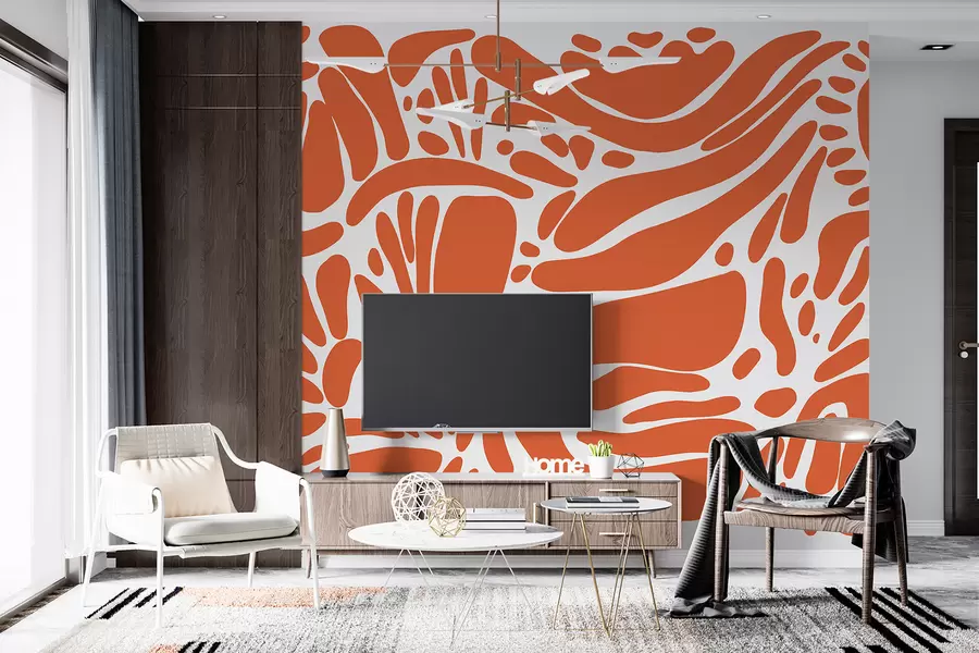 Fototapet Abstrakt geometriskt mönster, tribal stil, orange färg w01623v6