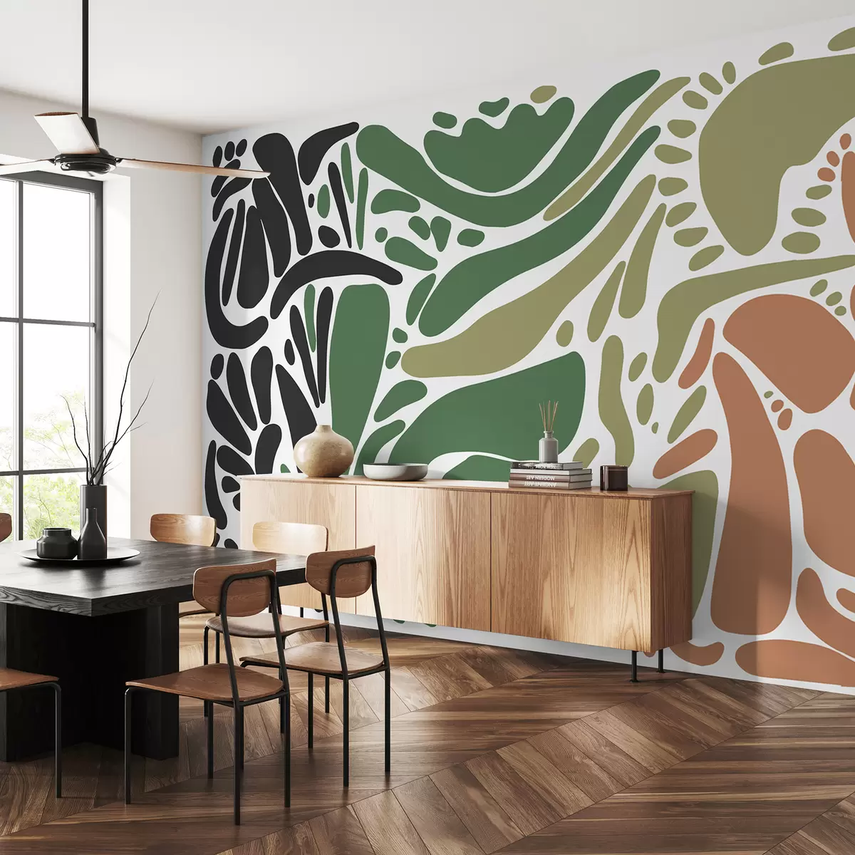 Fototapet Abstrakt geometriskt mönster, tribal stil, naturliga färger w01623v7