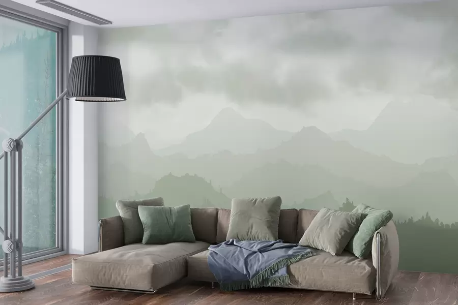 Fototapet Dimmiga berg med cumulus zeonaceous-moln på himlen w01637v3