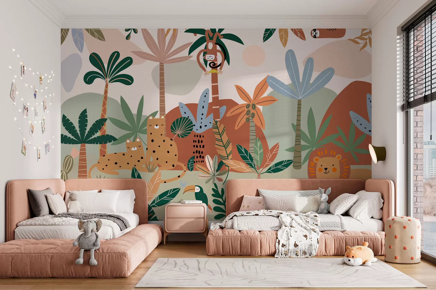 Fototapet Roliga djur i den tropiska djungelns zoo w01720