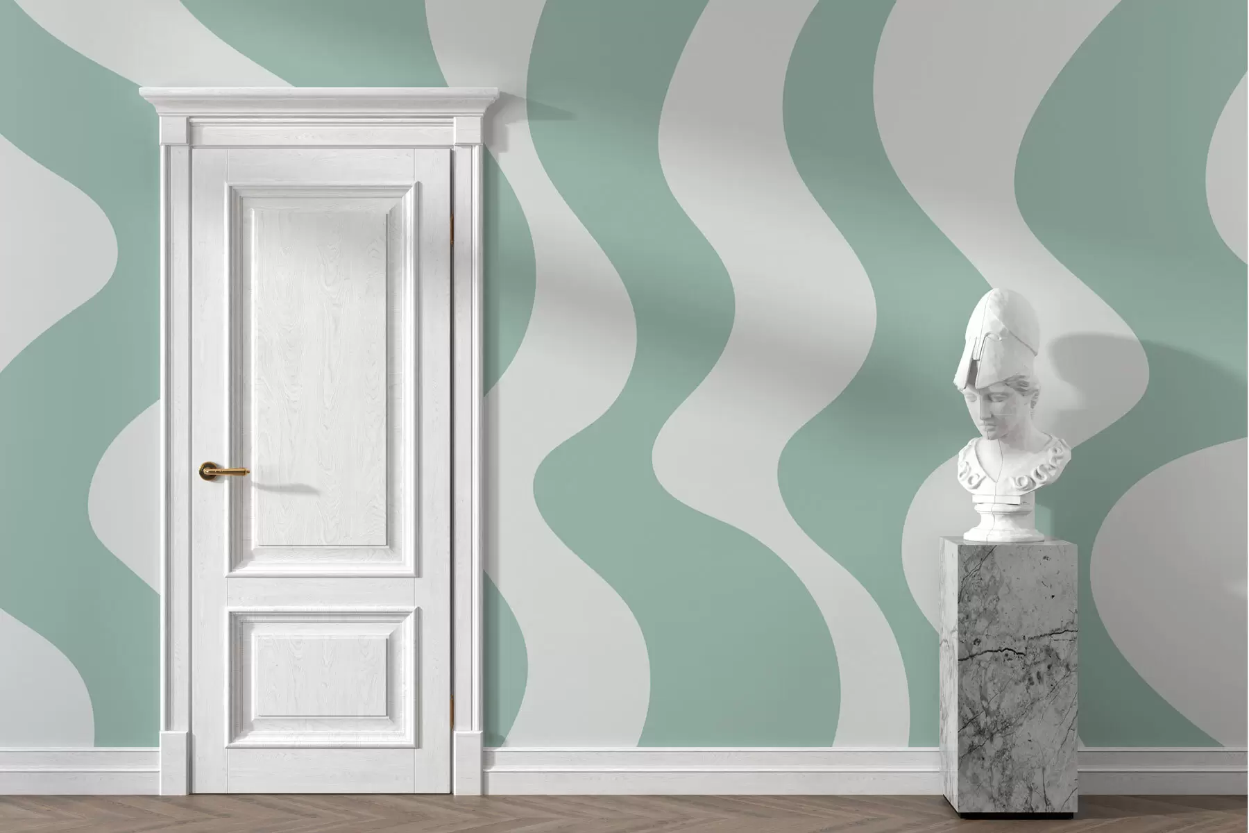 Fototapet Slingrande gröna linjer w01833