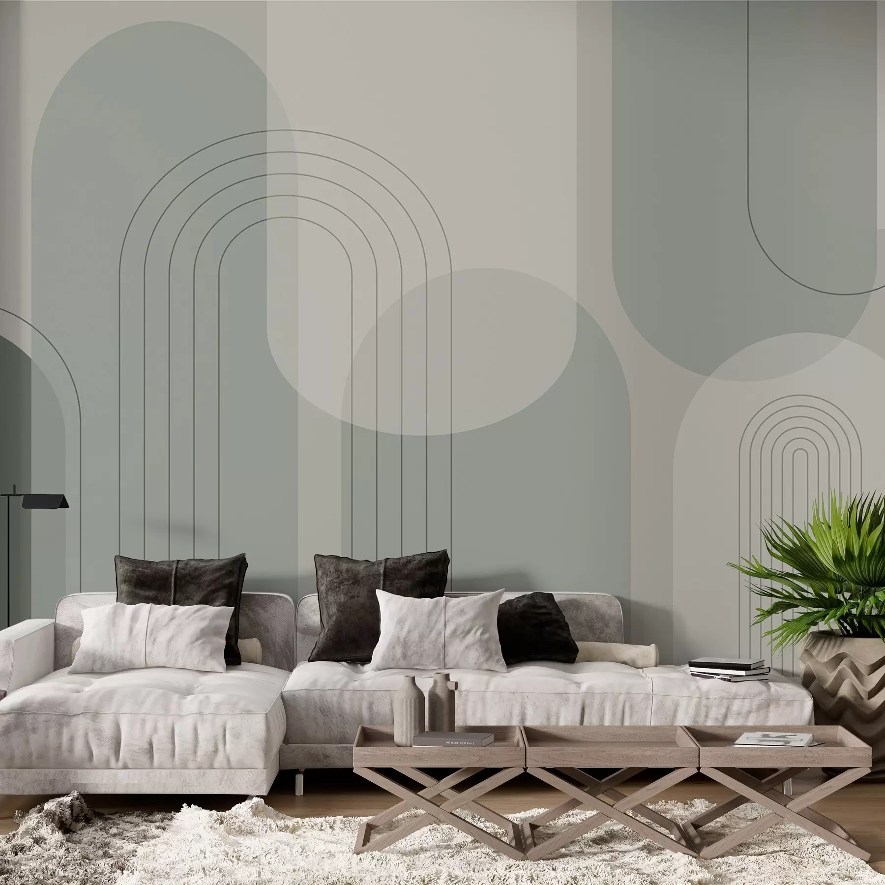 Fototapet Minimalistisk och bohogeometri i gröna toner w01920