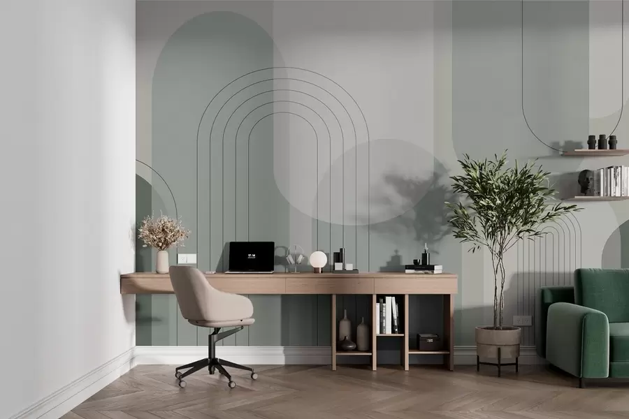 Fototapet Minimalistisk och bohogeometri i gröna toner w01920