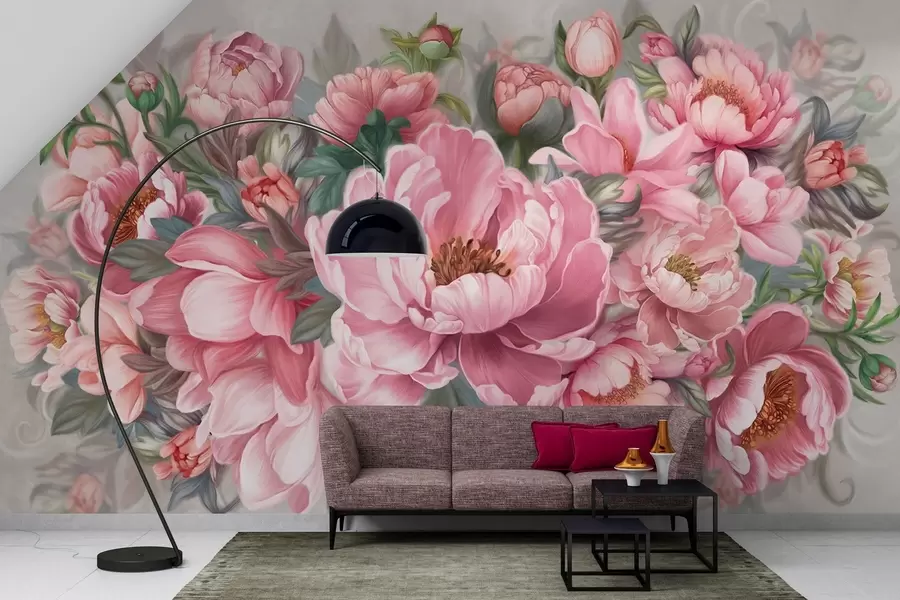 Fototapet Stora blommor i rosa w01966