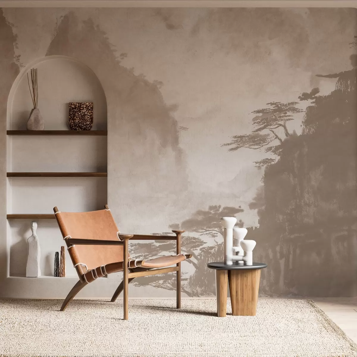 Fototapet Fridfulla berg med graciösa träd u98743