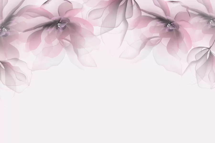 Fototapet rosa genomskinliga stora blommor på toppen w02093