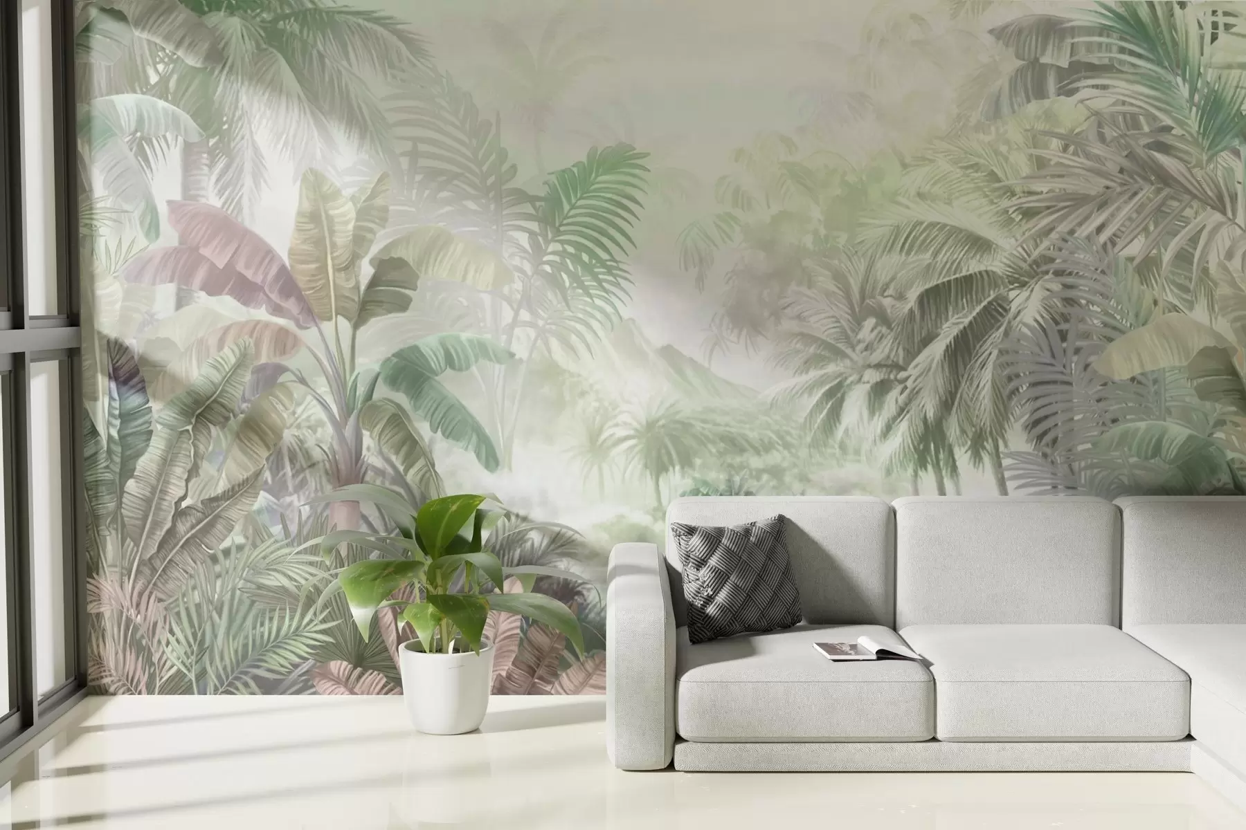 Fototapet Regnskog i mjuka gröna toner w01931v1