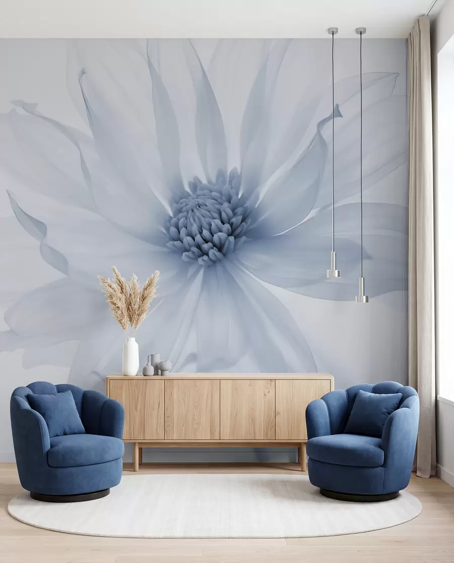 Fototapet Delikat blå blomma på en ljus bakgrund w02077
