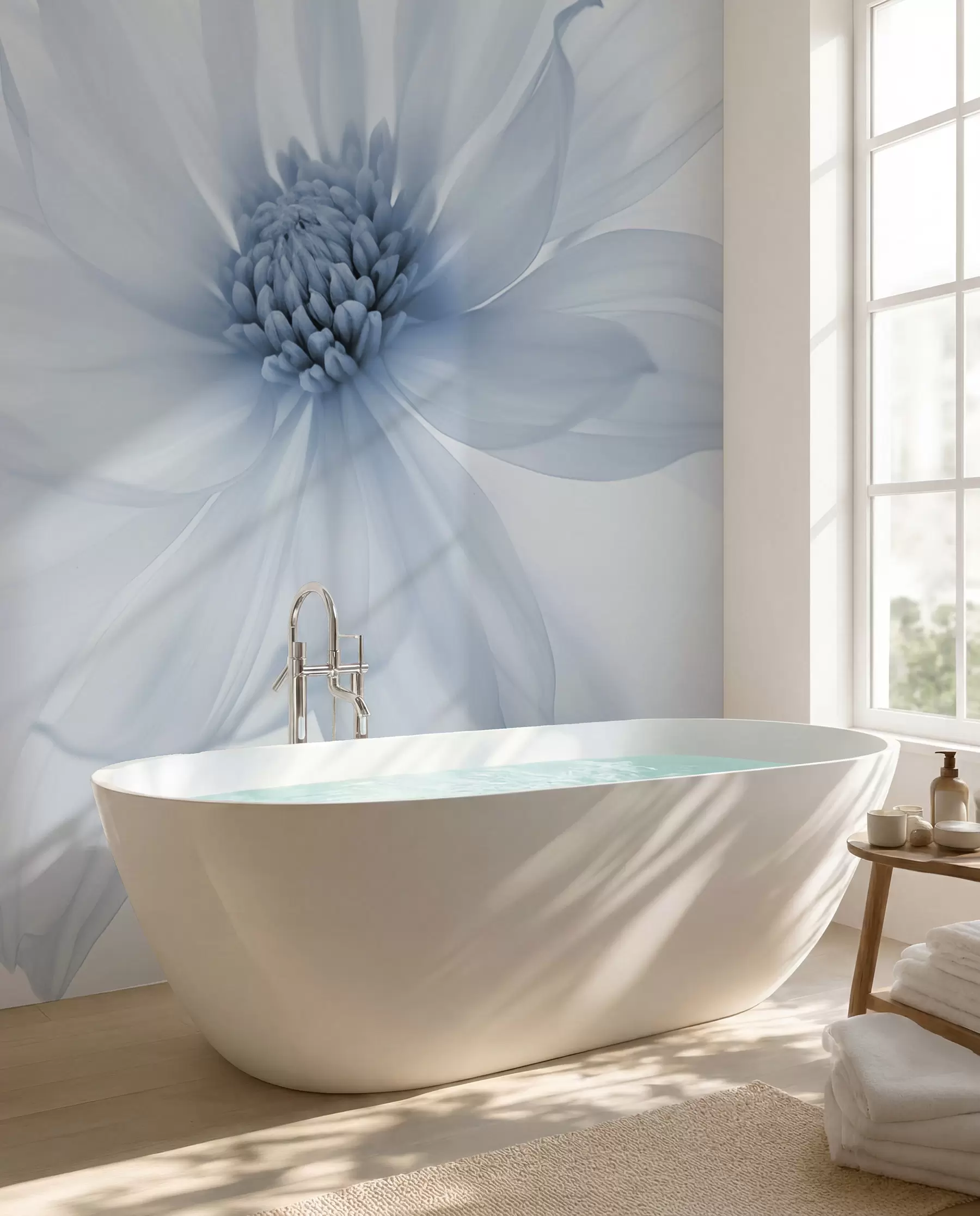 Fototapet Delikat blå blomma på en ljus bakgrund w02077