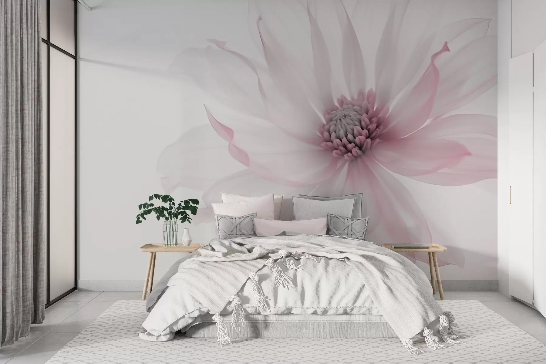 Fototapet Fint rosa blomma på ljus bakgrund w02077v2