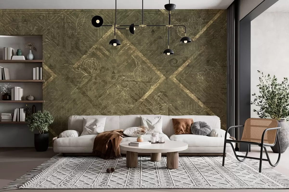 Fototapet Grunge-textur med blommönster w02079v1