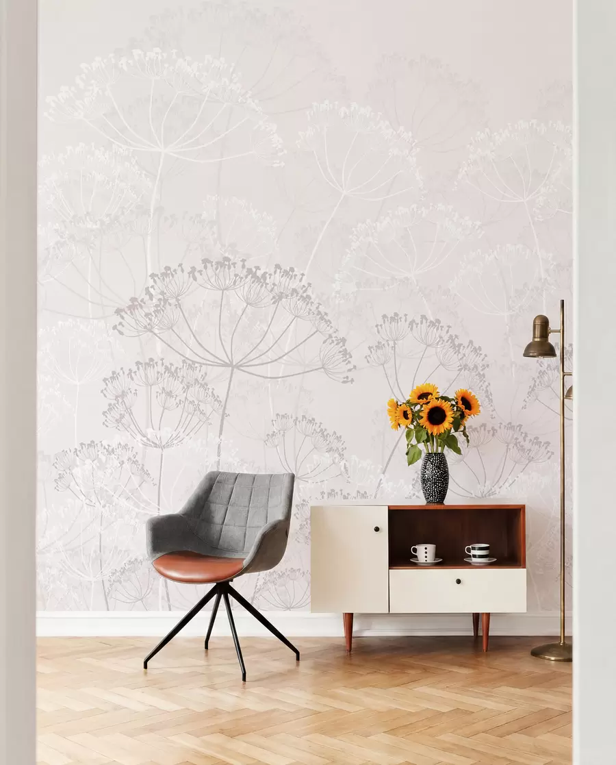 Fototapet Ömtåliga växter minimalism rosa färg w02105