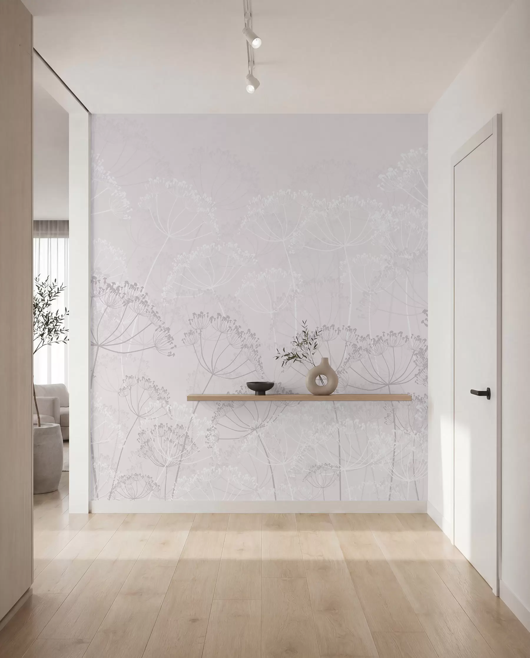 Fototapet Ömtåliga växter minimalism rosa färg w02105
