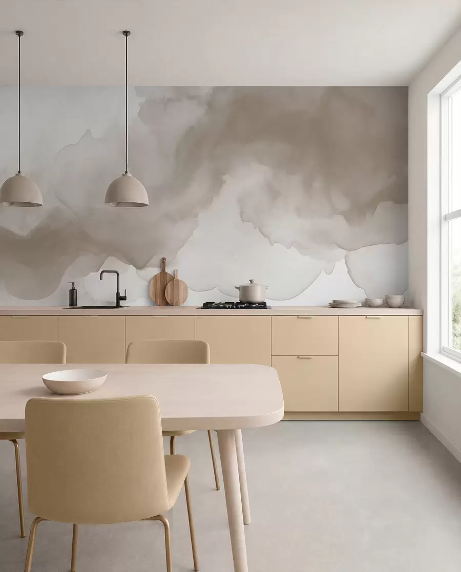 Fototapet Flödande akvarell i taupe w02114v1