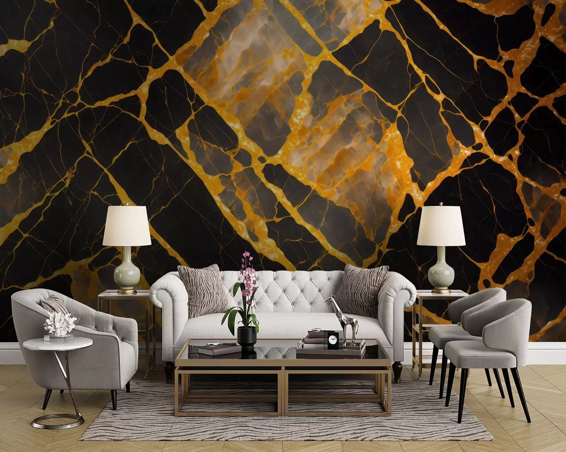 Fototapet Slående kontrast mellan svart och orange u94111