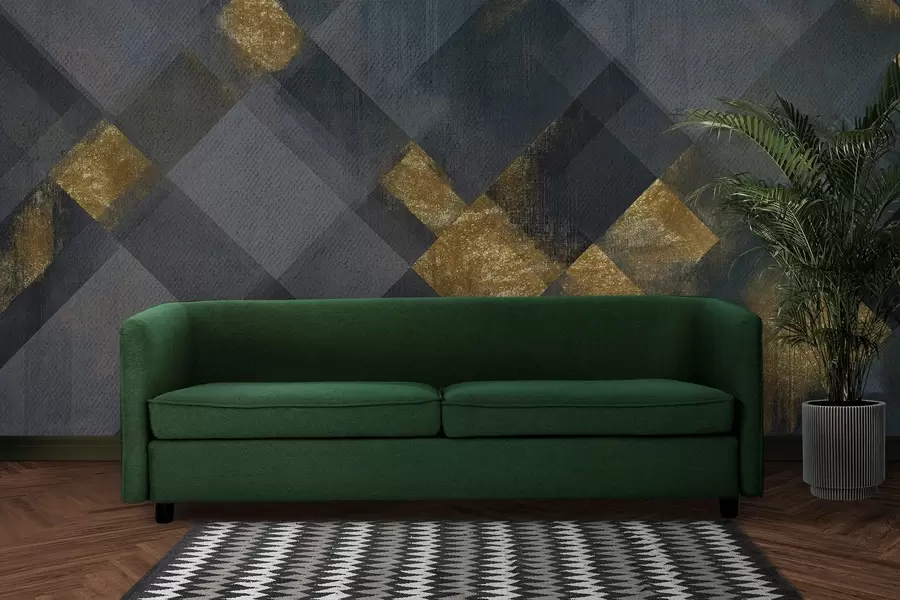 Fototapet modern geometri i en lyxig stil med en blå nyans w02340