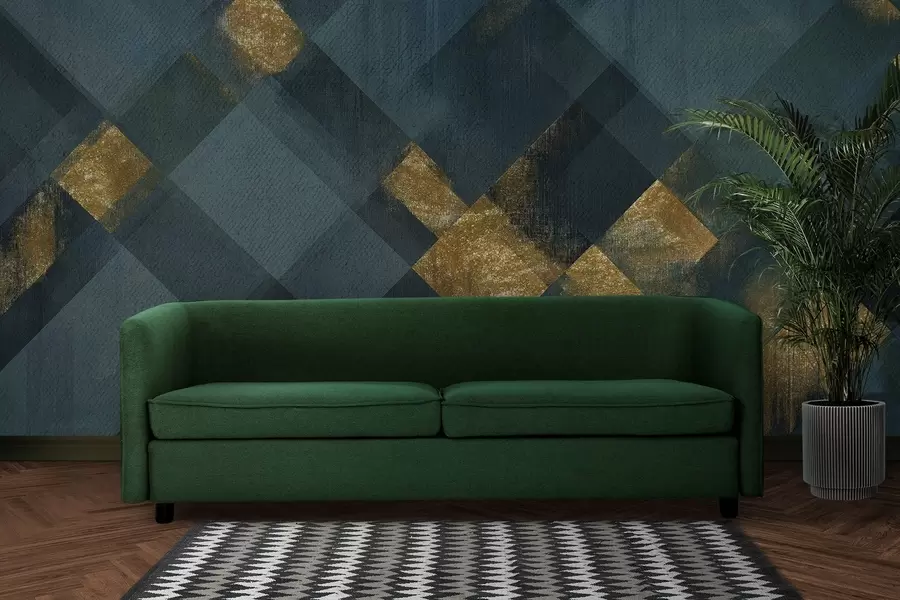 Fototapet modern geometri i en lyxig stil med en smaragdfärgad nyans w02340v1