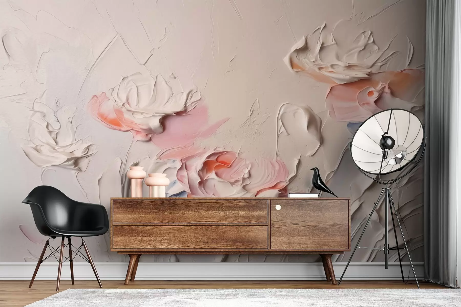 Fototapet Imitation av penseldrag på väggen i form av vegetation w02325