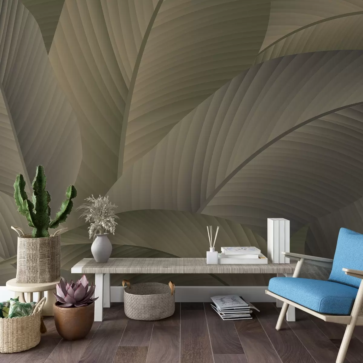 Fototapet Stora blad i bruna färger w02366v2