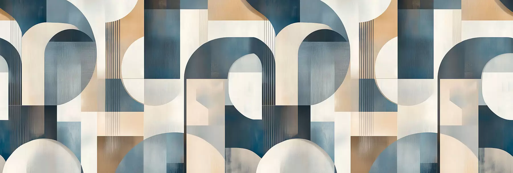 Fototapet Art Deco tapet med ett geometriskt mönster i blått, beige och mjölkiga nyanser w02346