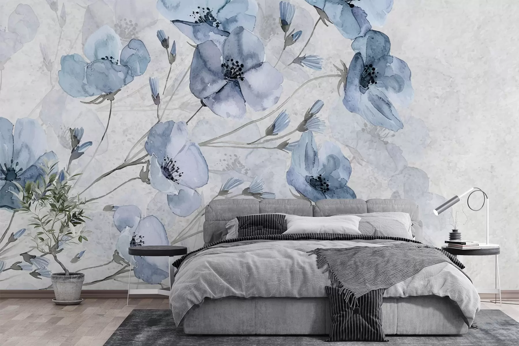 Fototapet Arrangemang av blå blommor w02393v2