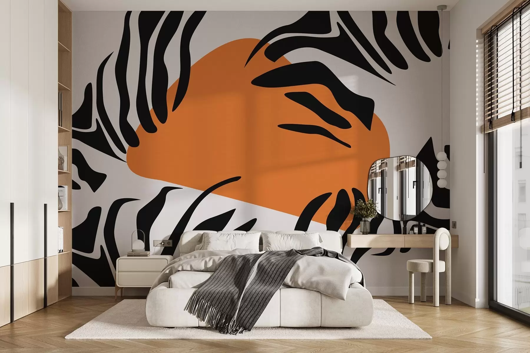 Fototapet Ränder och orange fläck abstrakt w02378v1