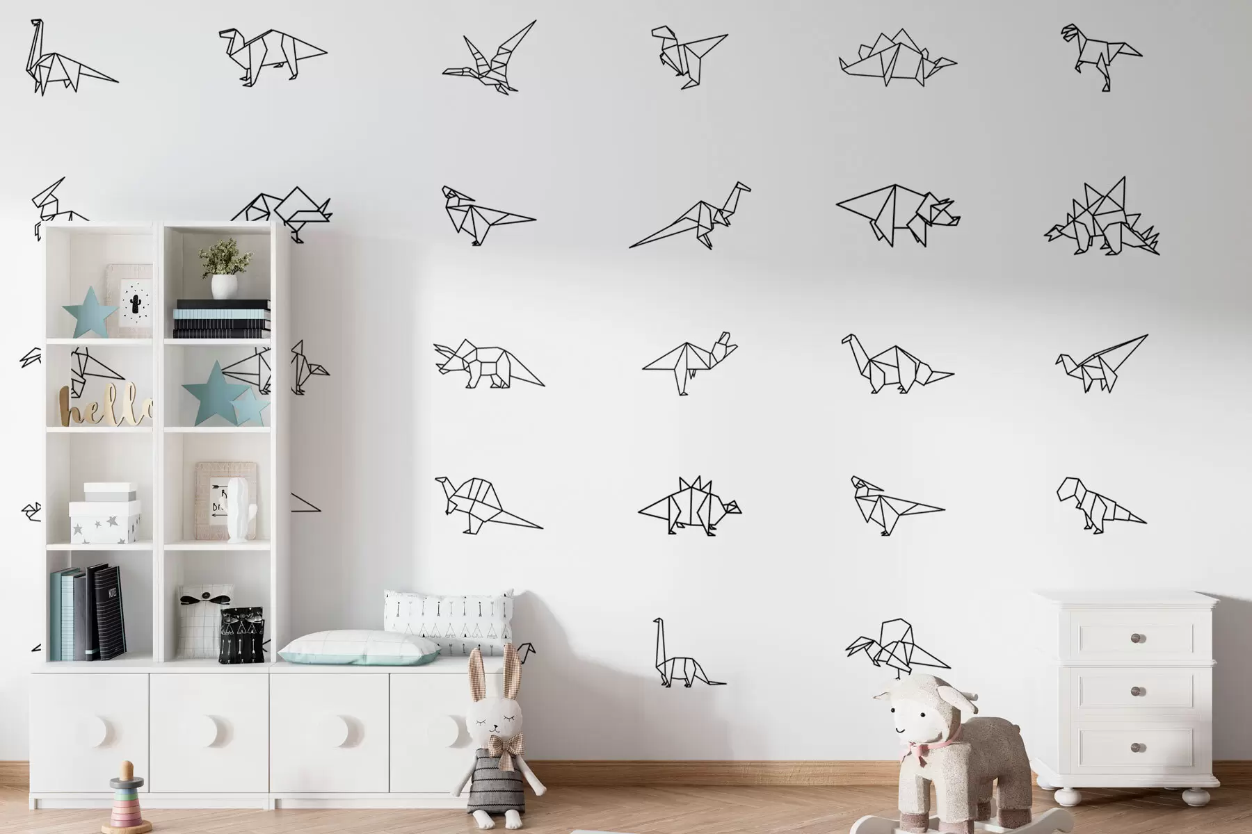 Fototapet Dinosaurier i origami w02374