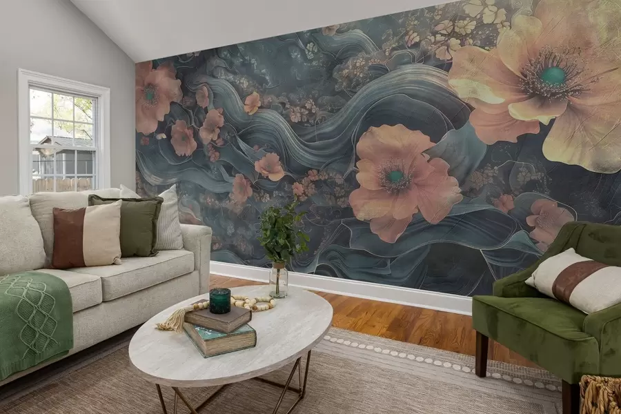 Fototapet Stora blommor på abstrakt bakgrund w08480