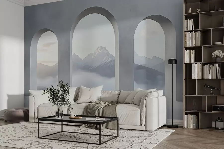 Fototapet Ljust landskap bakom en båge w02510
