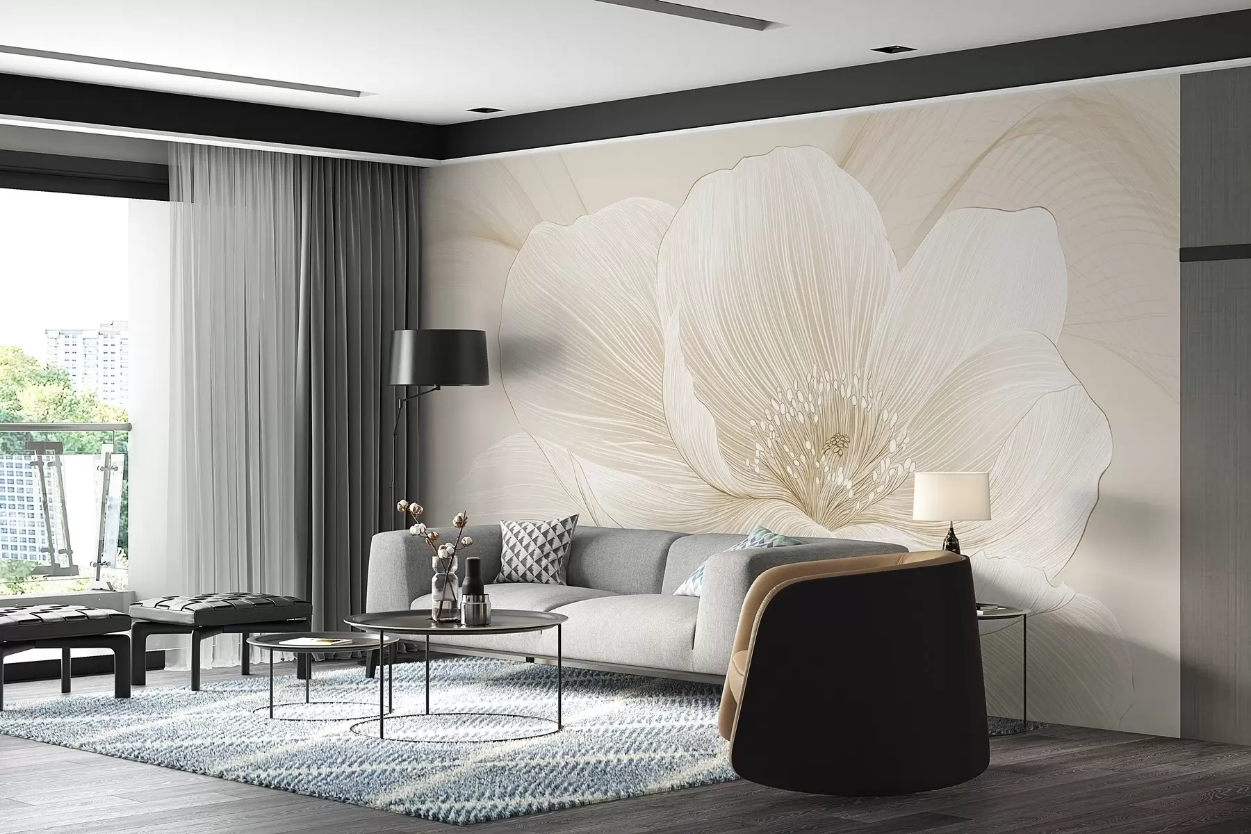 Fototapet Ritad stor blomma w02511