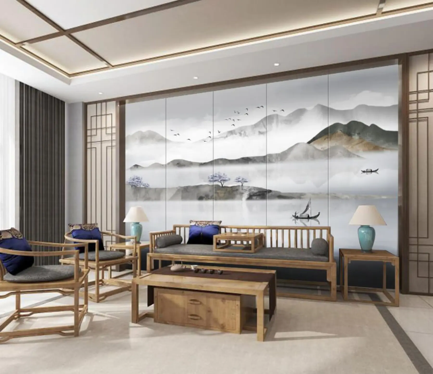 Fototapet Vatten, himmel och berg u46157