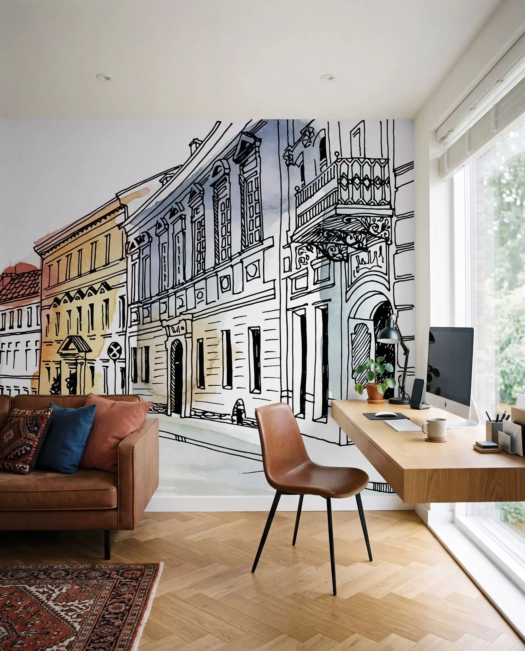 Fototapet Gamla stan i akvarell u51062