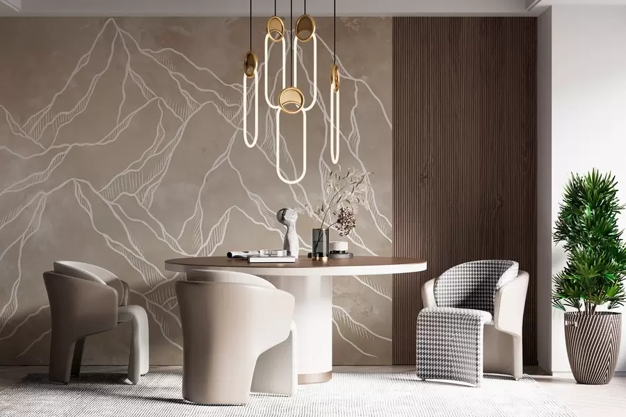 Fototapet Schematisk framställning av bergstoppar w02524v1